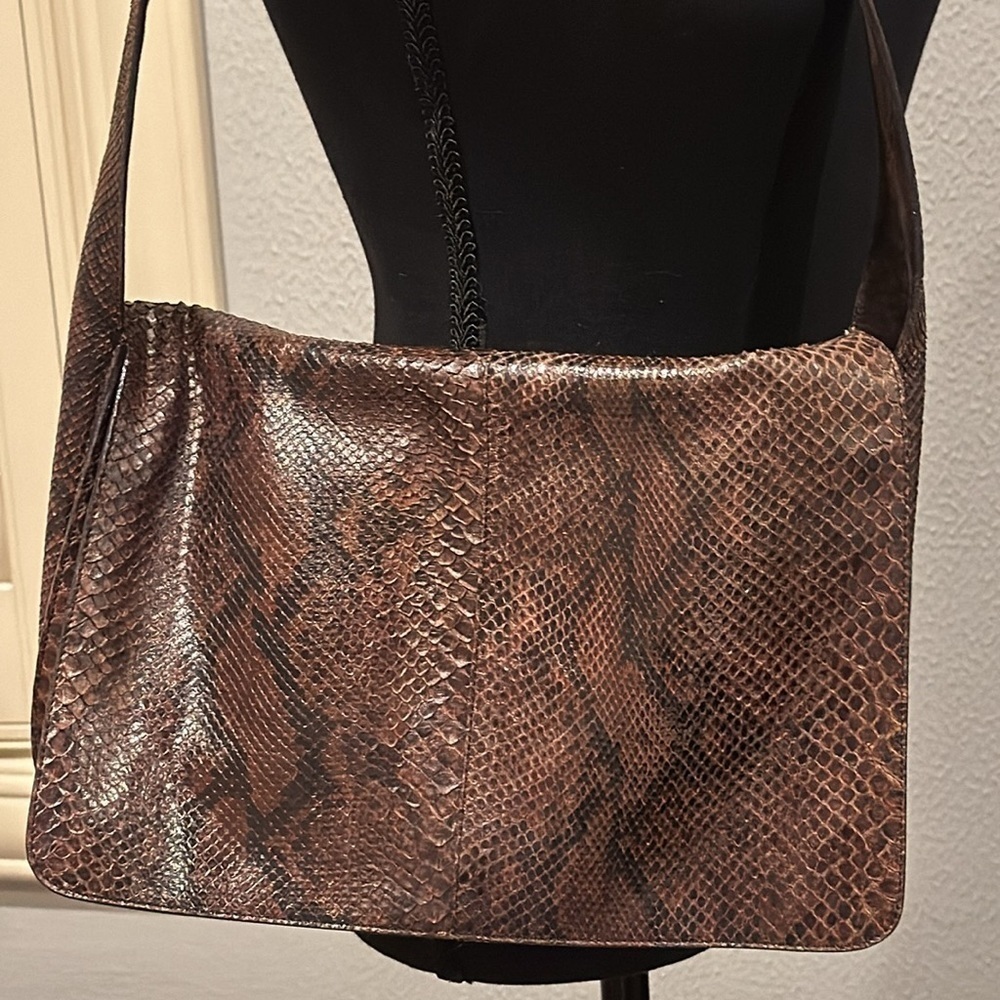 Vintage Granello snake skin leather and suede camera shoulder bag